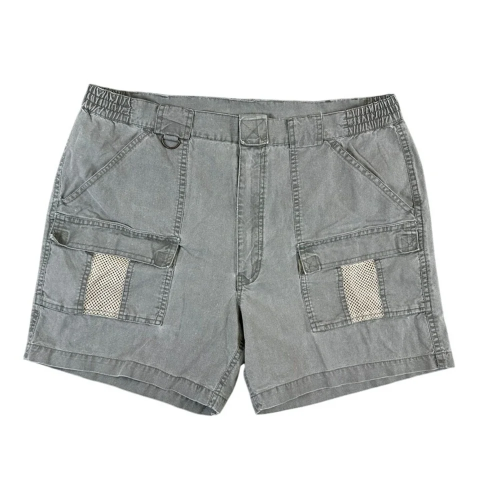 Hook & Tackle Sportsman Gear Mens Gray Cotton Cargo Fishing Shorts 36 M019930
